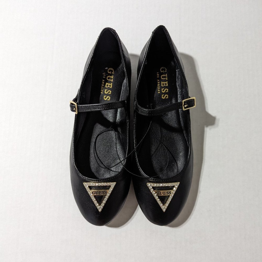 Women's Guess Logo Mary‎ Jane Style Ballet Black Flat Shoes with Straps